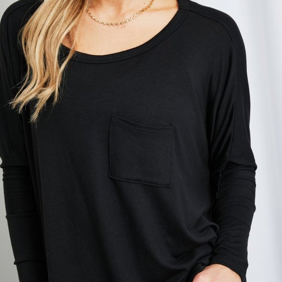 Zenana Full Size Round Neck Pocket Long Sleeve Top - Picture 9 of 10